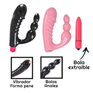 Vibrador Prostatico Forma De Pene + Bala Extraible