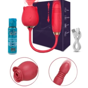 Vibrador Y Succionador Rosa Consolador 2 En 1 Punto G Y Clitoris + Lubricante Neutro