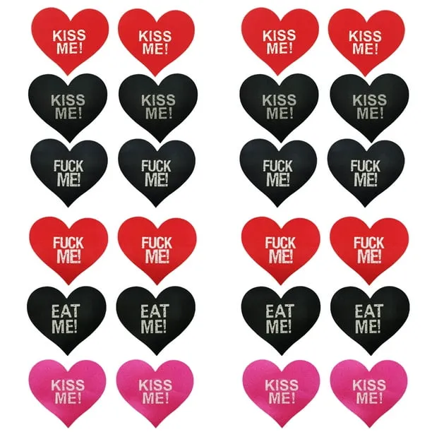 Pezoneras Adhesivas Reutilizables Para Dama 1 Par En Forma De Corazón Con Letras