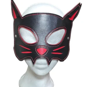 Antifaz De Gato Rojo Con Negro