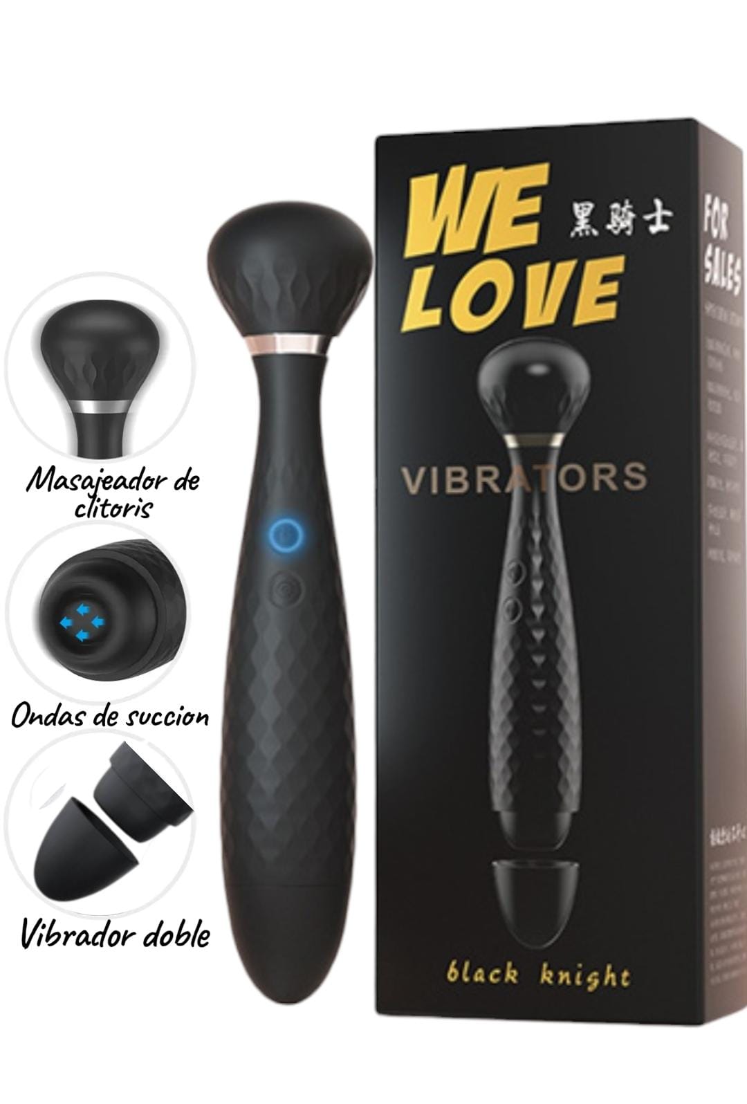 Masajeador Clitoris Hitachi y vibrador 2 en 1 WE LOVE BLACK